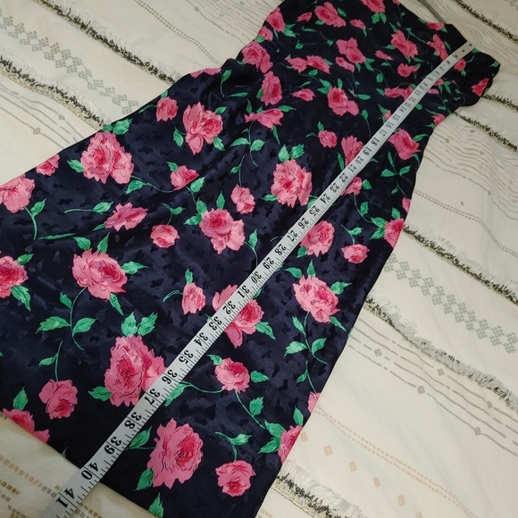 Stunning vintage satin rose print midi dress size XS - Picture 12 of 12
